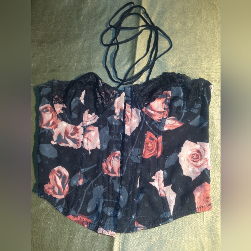 Floral Black and Pink Women's Top
